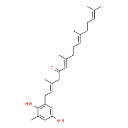 ChemSpider 2D Image | (2E,6E,10E)-1-(2,5-Dihydroxy-3-methylphenyl)-3,7,11,15-tetramethyl-2,6,10,14-hexadecatetraen-5-one | C27H38O3