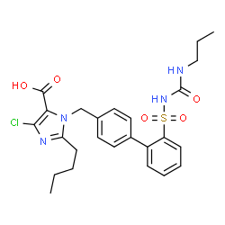 ChemSpider 2D Image | 2-Butyl-4-chloro-1-({2'-[(propylcarbamoyl)sulfamoyl]-4-biphenylyl}methyl)-1H-imidazole-5-carboxylic acid | C25H29ClN4O5S