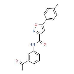 ChemSpider 2D Image | N-(3-Acetylphenyl)-5-(4-methylphenyl)-1,2-oxazole-3-carboxamide | C19H16N2O3
