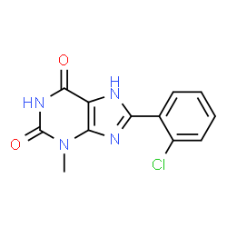 ChemSpider 2D Image | 8-(2-Chlorophenyl)-3-methyl-3,7-dihydro-1H-purine-2,6-dione | C12H9ClN4O2