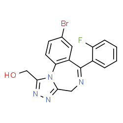 ChemSpider 2D Image | [8-Bromo-6-(2-fluorophenyl)-4H-[1,2,4]triazolo[4,3-a][1,4]benzodiazepin-1-yl]methanol | C17H12BrFN4O