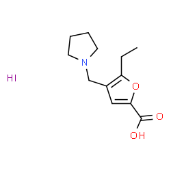 ChemSpider 2D Image | 5-Ethyl-4-(1-pyrrolidinylmethyl)-2-furoic acid hydroiodide (1:1) | C12H18INO3