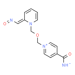 ChemSpider 2D Image | {[1-({[(2E)-2-(Nitrosomethylene)-1(2H)-pyridinyl]methoxy}methyl)-4-pyridiniumyl]carbonyl}azanide | C14H14N4O3
