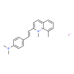 ChemSpider 2D Image | 2-{(E)-2-[4-(Dimethylamino)phenyl]vinyl}-1,8-dimethylquinolinium iodide | C21H23IN2