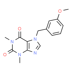 ChemSpider 2D Image | 7-(3-Methoxy-benzyl)-1,3-dimethyl-3,7-dihydro-purine-2,6-dione | C15H16N4O3