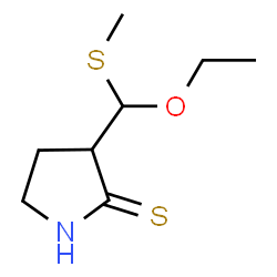 ChemSpider 2D Image | 3-[Ethoxy(methylsulfanyl)methyl]-2-pyrrolidinethione | C8H15NOS2