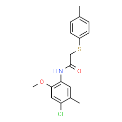 ChemSpider 2D Image | N-(4-Chloro-2-methoxy-5-methylphenyl)-2-[(4-methylphenyl)sulfanyl]acetamide | C17H18ClNO2S