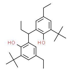 ChemSpider 2D Image | 2,2'-(1,1-Propanediyl)bis[4-ethyl-6-(2-methyl-2-propanyl)phenol] | C27H40O2