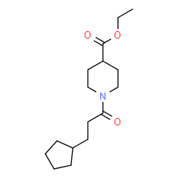 ChemSpider 2D Image | Ethyl 1-(3-cyclopentylpropanoyl)-4-piperidinecarboxylate | C16H27NO3