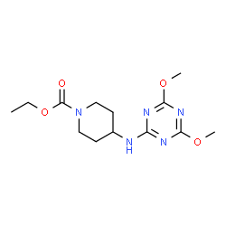ChemSpider 2D Image | Ethyl 4-[(4,6-dimethoxy-1,3,5-triazin-2-yl)amino]-1-piperidinecarboxylate | C13H21N5O4
