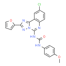 ChemSpider 2D Image | 1-[9-Chloro-2-(2-furyl)[1,2,4]triazolo[1,5-c]quinazolin-5-yl]-3-(4-methoxyphenyl)urea | C21H15ClN6O3