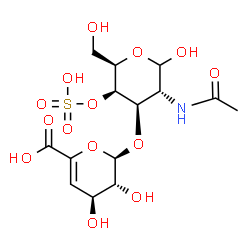 ChemSpider 2D Image | 2-Acetamido-2-deoxy-3-O-(4-deoxy-alpha-L-threo-hex-4-enopyranuronosyl)-4-O-sulfo-D-galactopyranose | C14H21NO14S