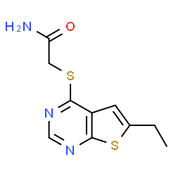 ChemSpider 2D Image | 2-[(6-Ethylthieno[2,3-d]pyrimidin-4-yl)sulfanyl]acetamide | C10H11N3OS2