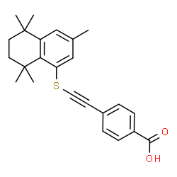 ChemSpider 2D Image | 4-{[(3,5,5,8,8-Pentamethyl-5,6,7,8-tetrahydro-1-naphthalenyl)sulfanyl]ethynyl}benzoic acid | C24H26O2S