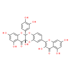ChemSpider 2D Image | (5aS,11aR)-5a-(3,4-Dihydroxyphenyl)-1,3,11a-trihydroxy-9-(3,5,7-trihydroxy-4-oxo-4H-chromen-2-yl)-5a,11a-dihydro-12H-chromeno[2,3-b][1,4]benzodioxin-12-one | C30H18O14