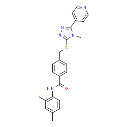 ChemSpider 2D Image | N-(2,4-Dimethylphenyl)-4-({[4-methyl-5-(4-pyridinyl)-4H-1,2,4-triazol-3-yl]sulfanyl}methyl)benzamide | C24H23N5OS
