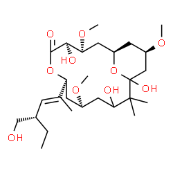 ChemSpider 2D Image | (1R,3S,4R,7S,9S,15R)-4,11,13-Trihydroxy-7-[(2E,4S)-4-(hydroxymethyl)-2-hexen-2-yl]-3,9,15-trimethoxy-12,12-dimethyl-6,17-dioxabicyclo[11.3.1]heptadecan-5-one | C27H48O10