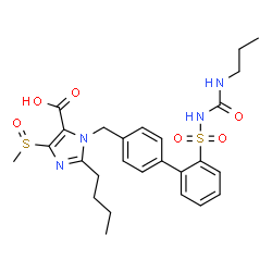 ChemSpider 2D Image | 2-Butyl-4-(methylsulfinyl)-1-({2'-[(propylcarbamoyl)sulfamoyl]-4-biphenylyl}methyl)-1H-imidazole-5-carboxylic acid | C26H32N4O6S2