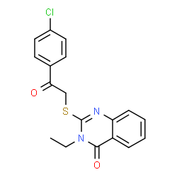 ChemSpider 2D Image | 2-(2-(4-CHLORO-PHENYL)-2-OXO-ETHYLSULFANYL)-3-ETHYL-3H-QUINAZOLIN-4-ONE | C18H15ClN2O2S