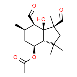 ChemSpider 2D Image | (1S,3aR,4S,6R,7R,7aS)-1,7-Diformyl-7a-hydroxy-1,3,3,6-tetramethyloctahydro-1H-inden-4-yl acetate | C17H26O5