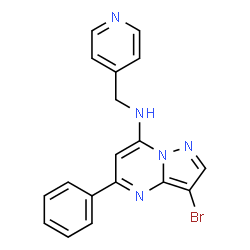 ChemSpider 2D Image | 3-Bromo-5-phenyl-N-(4-pyridinylmethyl)pyrazolo[1,5-a]pyrimidin-7-amine | C18H14BrN5