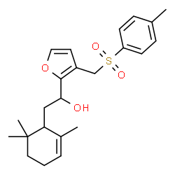 ChemSpider 2D Image | 1-(3-{[(4-Methylphenyl)sulfonyl]methyl}-2-furyl)-2-(2,6,6-trimethyl-2-cyclohexen-1-yl)ethanol | C23H30O4S