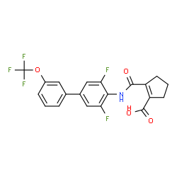 ChemSpider 2D Image | 2-{[3,5-Difluoro-3'-(trifluoromethoxy)-4-biphenylyl]carbamoyl}-1-cyclopentene-1-carboxylic acid | C20H14F5NO4