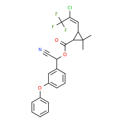 ChemSpider 2D Image | Cyano(3-phenoxyphenyl)methyl 3-[(1E)-2-chloro-3,3,3-trifluoro-1-propen-1-yl]-2,2-dimethylcyclopropanecarboxylate | C23H19ClF3NO3
