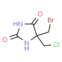 ChemSpider 2D Image | 5-(Bromomethyl)-5-(chloromethyl)-2,4-imidazolidinedione | C5H6BrClN2O2