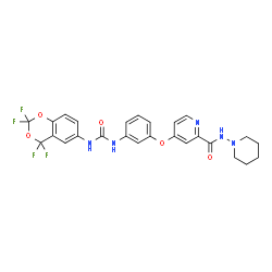 ChemSpider 2D Image | N-(1-Piperidinyl)-4-(3-{[(2,2,4,4-tetrafluoro-4H-1,3-benzodioxin-6-yl)carbamoyl]amino}phenoxy)-2-pyridinecarboxamide | C26H23F4N5O5