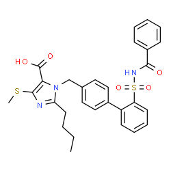 ChemSpider 2D Image | 1-{[2'-(Benzoylsulfamoyl)-4-biphenylyl]methyl}-2-butyl-4-(methylsulfanyl)-1H-imidazole-5-carboxylic acid | C29H29N3O5S2