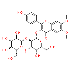 ChemSpider 2D Image | 2-(4-Hydroxyphenyl)-6,7-dimethoxy-4-oxo-4H-chromen-3-yl 2-O-beta-D-glucopyranosyl-beta-D-galactopyranoside | C29H34O16