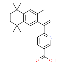 ChemSpider 2D Image | 6-[1-(3,5,5,8,8-Pentamethyl-5,6,7,8-tetrahydro-2-naphthalenyl)vinyl]nicotinic acid | C23H27NO2