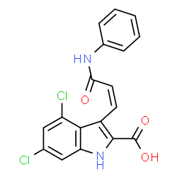 ChemSpider 2D Image | 3-[(1Z)-3-Anilino-3-oxo-1-propen-1-yl]-4,6-dichloro-1H-indole-2-carboxylic acid | C18H12Cl2N2O3