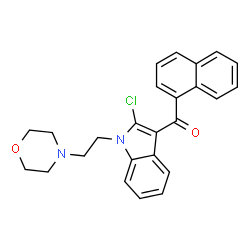 ChemSpider 2D Image | {2-Chloro-1-[2-(4-morpholinyl)ethyl]-1H-indol-3-yl}(1-naphthyl)methanone | C25H23ClN2O2