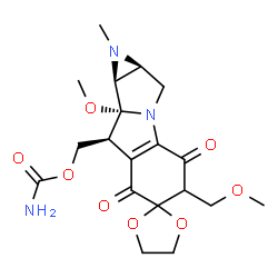 ChemSpider 2D Image | [(1aS,8S,8aR,8bS)-8a-Methoxy-5-(methoxymethyl)-1-methyl-4,7-dioxo-1,1a,2,4,7,8,8a,8b-octahydro-5H-spiro[azireno[2',3':3,4]pyrrolo[1,2-a]indole-6,2'-[1,3]dioxolan]-8-yl]methyl carbamate | C19H25N3O8