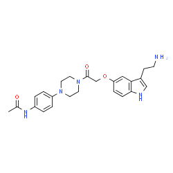 ChemSpider 2D Image | N-{4-[4-({[3-(2-Aminoethyl)-1H-indol-5-yl]oxy}acetyl)-1-piperazinyl]phenyl}acetamide | C24H29N5O3
