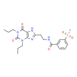 ChemSpider 2D Image | 3-{[2-(2,6-Dioxo-1,3-dipropyl-2,3,6,7-tetrahydro-1H-purin-8-yl)ethyl]carbamoyl}benzenesulfonyl fluoride | C20H24FN5O5S