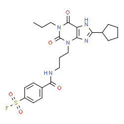 ChemSpider 2D Image | 8-cyclopentyl-3-(3-(4-fluorosulfonylbenzamido)propyl)-1-propylxanthine | C23H28FN5O5S