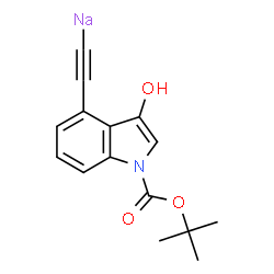 ChemSpider 2D Image | [(3-Hydroxy-1-{[(2-methyl-2-propanyl)oxy]carbonyl}-1H-indol-4-yl)ethynyl]sodium | C15H14NNaO3