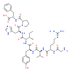 ChemSpider 2D Image | N-Methylglycyl-N~5~-(diaminomethylene)-L-ornithyl-L-valyl-L-tyrosyl-L-isoleucyl-L-histidyl-L-prolyl-L-phenylalanine | C49H71N13O10