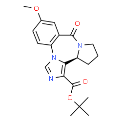 ChemSpider 2D Image | 2-Methyl-2-propanyl (13aS)-7-methoxy-9-oxo-11,12,13,13a-tetrahydro-9H-imidazo[1,5-a]pyrrolo[2,1-c][1,4]benzodiazepine-1-carboxylate | C20H23N3O4