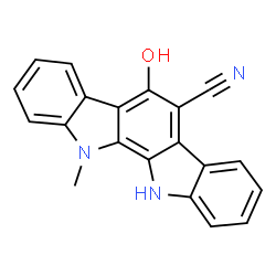 ChemSpider 2D Image | 6-Hydroxy-11-methyl-11,12-dihydroindolo[2,3-a]carbazole-5-carbonitrile | C20H13N3O