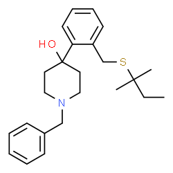 ChemSpider 2D Image | 1-Benzyl-4-(2-{[(2-methyl-2-butanyl)sulfanyl]methyl}phenyl)-4-piperidinol | C24H33NOS