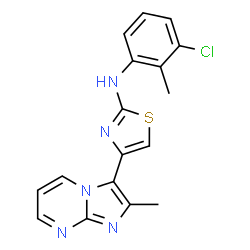ChemSpider 2D Image | N-(3-Chloro-2-methylphenyl)-4-(2-methylimidazo[1,2-a]pyrimidin-3-yl)-1,3-thiazol-2-amine | C17H14ClN5S