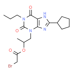 ChemSpider 2D Image | 1-(8-Cyclopentyl-2,6-dioxo-1-propyl-1,2,6,7-tetrahydro-3H-purin-3-yl)-2-propanyl bromoacetate | C18H25BrN4O4