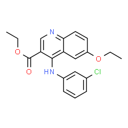ChemSpider 2D Image | Ethyl 4-[(3-chlorophenyl)amino]-6-ethoxy-3-quinolinecarboxylate | C20H19ClN2O3