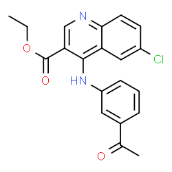 ChemSpider 2D Image | ethyl 4-(3-acetylanilino)-6-chloro-3-quinolinecarboxylate | C20H17ClN2O3