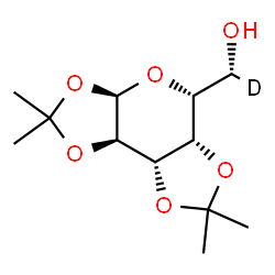 ChemSpider 2D Image | (R)-[(3aR,5R,5aS,8aS,8bR)-2,2,7,7-Tetramethyltetrahydro-3aH-bis[1,3]dioxolo[4,5-b:4',5'-d]pyran-5-yl](~2~H_1_)methanol | C12H19DO6