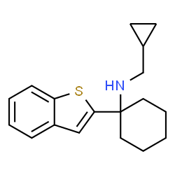 ChemSpider 2D Image | 1-(1-Benzothiophen-2-yl)-N-(cyclopropylmethyl)cyclohexanamine | C18H23NS